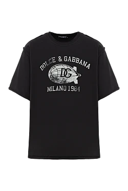 Dolce & Gabbana футболка з бавовни з принтом dg чорна чоловіча 185944 - фото 1