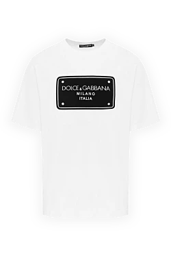 Dolce & Gabbana футболка з бавовни з принтом dg біла чоловіча 185945 - фото 1