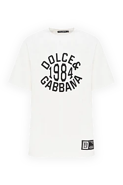 Dolce & Gabbana біла футболка з бавовни з чоловічим логотипом 185946 - фото 1