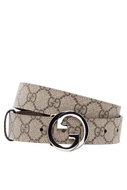 Gucci ремінь чоловічий бежевий з логотипом gg 186296 - фото 1