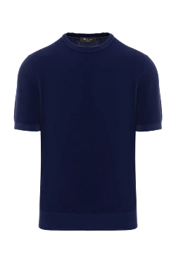 Loro Piana синя трикотажна футболка чоловіча з бавовни та шовку 186351 - фото 1