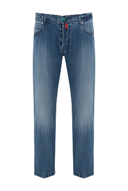 Kiton джинсы мужские из хлопка с эффектом потертости синие 186390 - фото 1