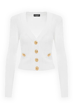 Balmain cropped knitted cardigan white for women 186455 - photo 1