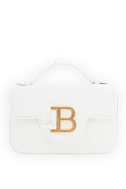 Balmain мини-сумка b-buzz 17 из зернистой телячьей кожи белая женская 186475 - фото 1