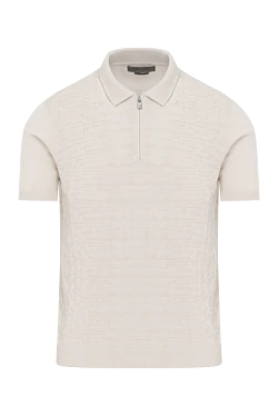 Corneliani men's white zip-up silk and cotton polo 186599 - photo 1