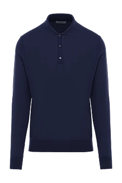 Corneliani navy blue cashmere silk button long sleeve polo 186600 - photo 1