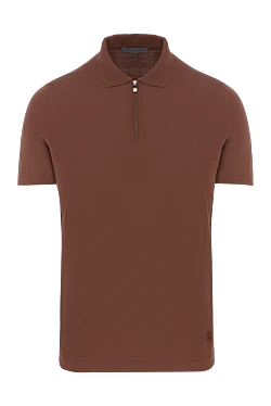 Corneliani men's cotton polo with zipper, brown 186605 - photo 1
