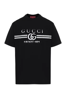 Gucci футболка из хлопкового джерси с принтом черная мужская 186681 - фото 1