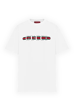Gucci хлопковая футболка белая с логотипом 186684 - фото 1