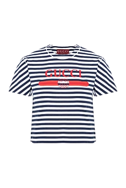Gucci полосатая футболка из хлопка белая женская 186686 - фото 1