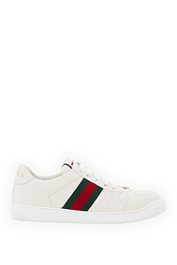 Gucci женские кроссовки screener из кожи белого цвета 186687 - фото 1