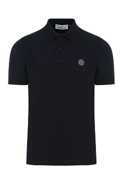 Stone Island рубашка-поло облегающего кроя с нашивкой компас синяя 186717 - фото 1