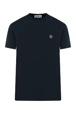 Stone Island синяя футболка из хлопкового трикотажа с нашивкой логотипом 186720 - фото 1
