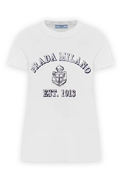 Prada футболка из джерси с принтом белая женская 186731 - фото 1