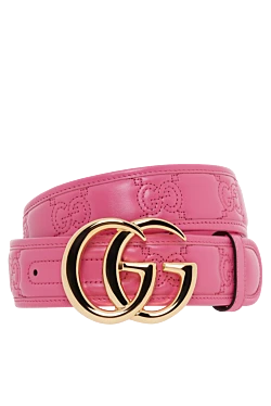Gucci рожевий жіночий ремінь із золотою пряжкою gg 186749 - фото 1