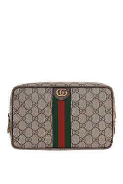 Gucci brown savoy toiletry case with web tape for men 186764 - photo 1