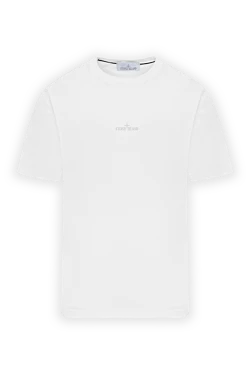 Stone Island белая футболка с принтом мужская из хлопка 186847 - фото 1
