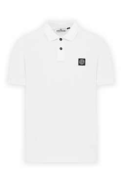 Stone Island белое поло хлопковое мужское с логотипом компас 186853 - фото 1