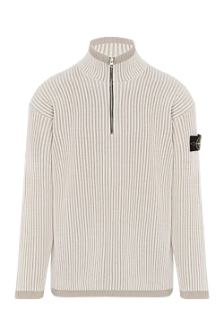 Stone Island бежевий вовняний троєр у рубчик на блискавці 186855 - фото 1