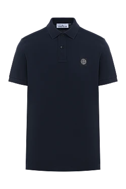 Stone Island темно-синяя рубашка-поло облегающего кроя с нашивкой компас 186860 - фото 1