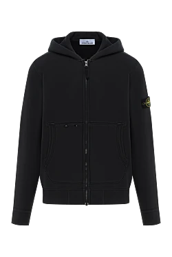 Stone Island спортивная кофта из хлопка с капюшоном черная 186884 - фото 1