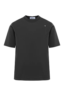 Stone Island футболка с вышитым логотипом из хлопка темно-серая мужская 186948 - фото 1
