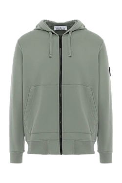 Stone Island зеленая спортивная кофта из хлопка с капюшоном и логотипом 186954 - фото 1