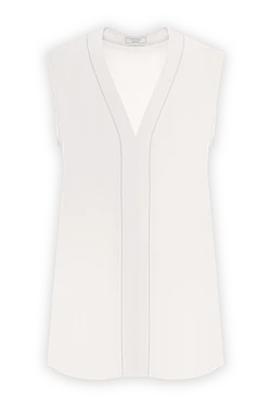Peserico beige silk crepe de chine top with v-neck 187007 - photo 1