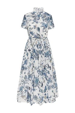 Dior сукня блакитна з принтом з бавовни на поясі 187034 - фото 1