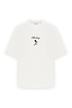 Burberry футболка з принтом rose біла з бавовни 187168 - фото 1