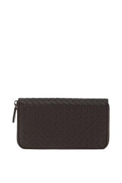 Bottega Veneta длинный кошелек для мужчин из плетеной кожи коричневый 187178 - фото 1