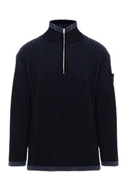 Stone Island чоловічий синій светр у рубчик з натуральної вовни 187221 - фото 1