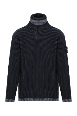 Stone Island сірий гольф із вовни в рубчик з окантовкою 187222 - фото 1