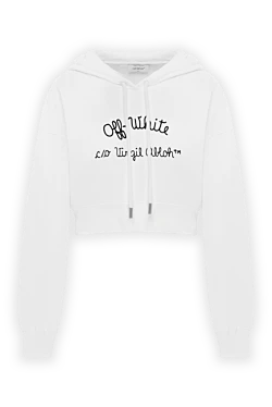 Off-White белое укороченное худи из хлопка с логотипом 187236 - фото 1