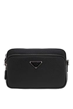 Prada сумка на плечо из сафьяновой кожи черная мужская 187285 - фото 1
