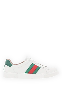 Gucci снікери web-strap з білої шкіри зі смугою web 187295 - фото 1