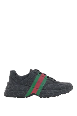 Gucci чоловічі кросівки rhyton у чорному полотні gg supreme 187296 - фото 1