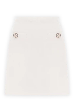 Valentino спідниця біла crepe couture з вовни та шовку 187390 - фото 1