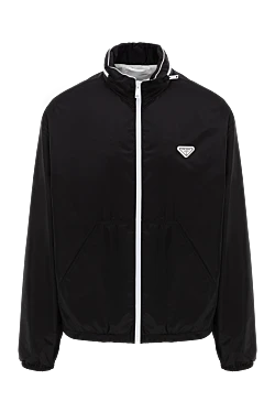 Prada куртка re-nylon c контрастной молнией и логотипом черная мужская 187397 - фото 1