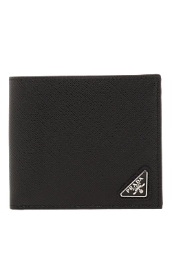 Prada коротки складной кошелек из сафьяновой кожи черный мужской 187462 - фото 1