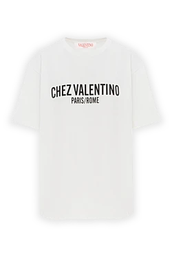 Valentino cotton t-shirt with logo and ribbed collar, white 187594 - photo 1