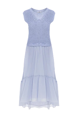 Peserico light blue knitted dress with gathered skirt 188055 - photo 1