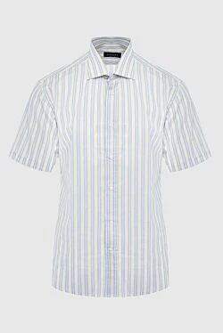 Canali сорочка з бавовни та льону блакитна чоловіча 936605 - фото 1