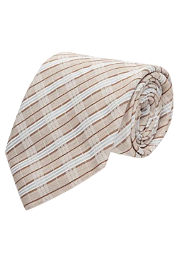 Canali краватка з шовку бежева чоловіча 936609 - фото 1