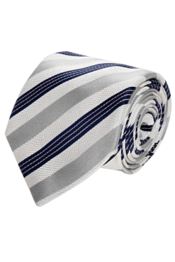 Canali краватка з шовку біла чоловіча 949059 - фото 1