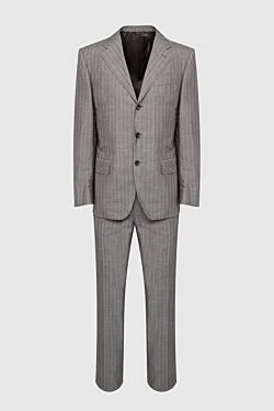 Canali костюм чоловічий з вовни та шовку сірий 969583 - фото 1
