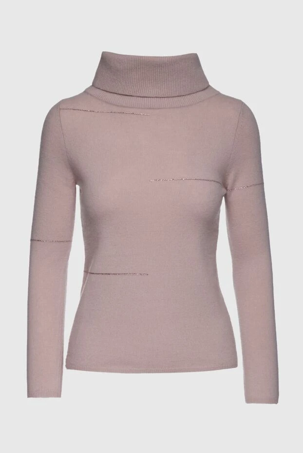 Cashmere & Silk Milano beige cashmere womens jumper with a complex collar 156164 - photo 1