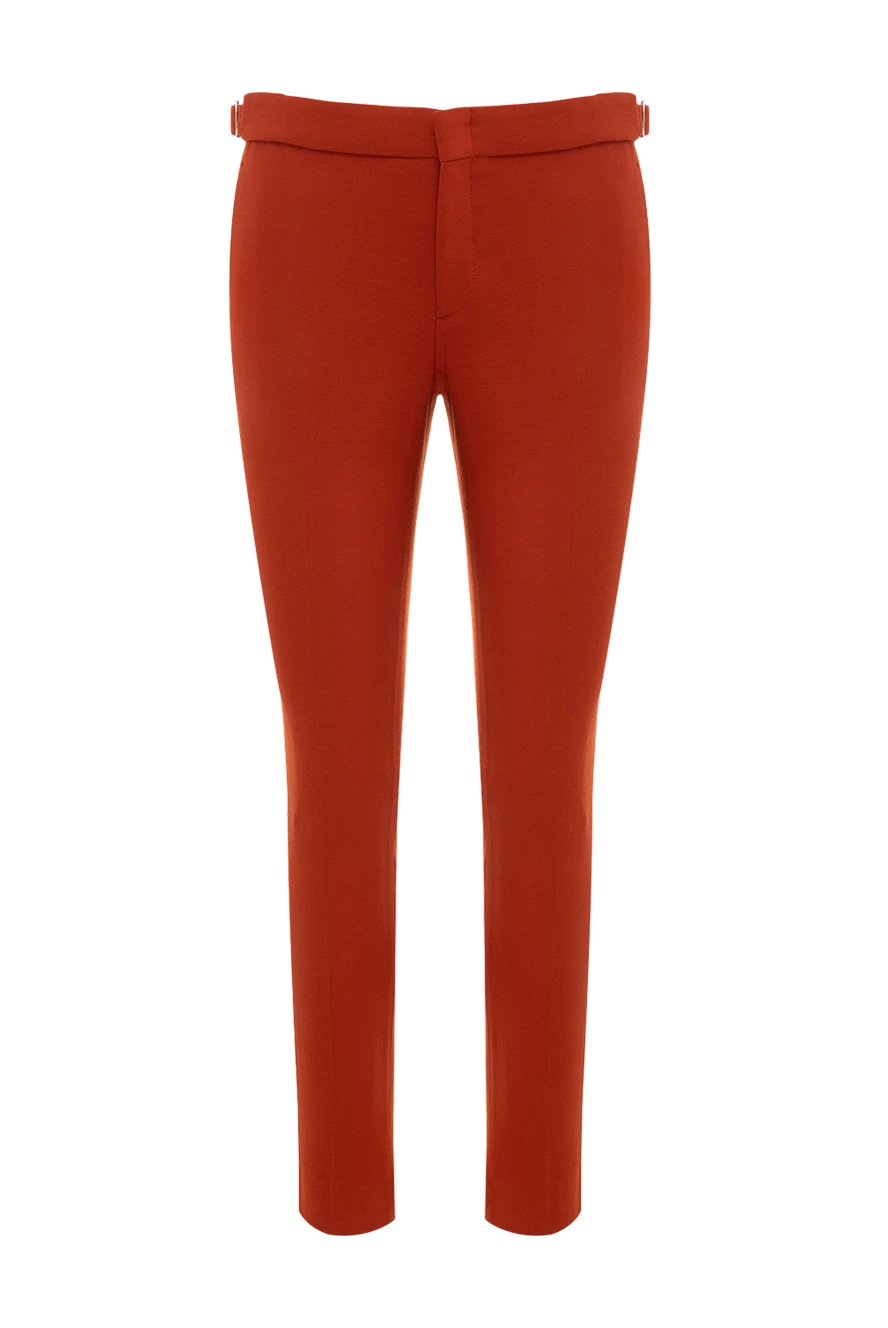 Gucci брюки женские с пряжками по бокам бордовые 130410 - фото 1