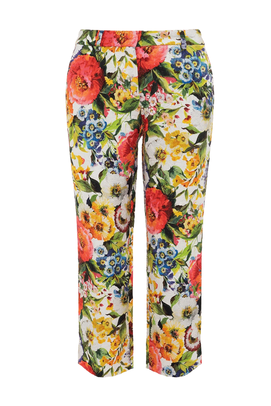 Dolce & Gabbana штаны женские с цветочным принтом желтые 130603 - фото 1