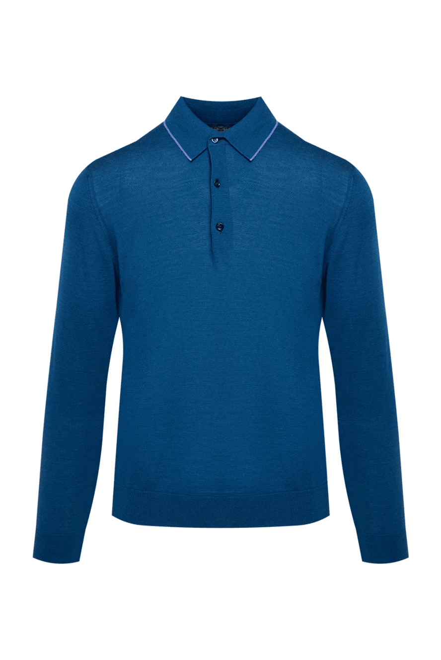 Cesare di Napoli men's long sleeve polo shirt in deep blue with buttons 131721 - photo 1